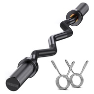 Olympic EZ Curl Bar - 47" Weightlifting Curling Barbell (390LBS Capacity), Suitable for 2-Inch Weigh