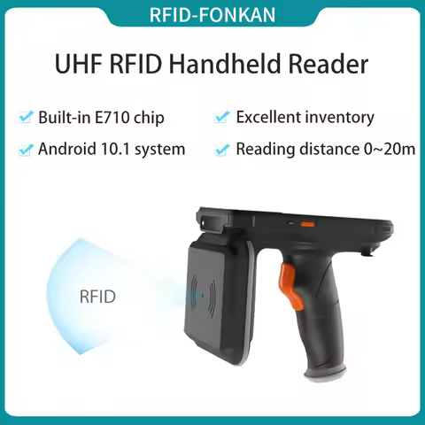 Portable Wireless Android UHF RFID Reader Handheld Barcode UHF RFID Scanner with Display for Invento