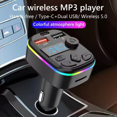 C4 Car Bluetooth Colorful Light 2 Usb 3A Hands-Free Radio and TV Broadcasting Equipment Car Wireless