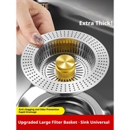 [Ready Stock] 316L Stainless Steel Kitchen Sink Filter Mesh Wash Basin Leak Plug Universal Sink Boun