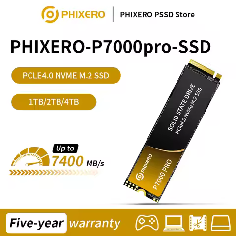 PHIXERO SSD 512GB 1TB SSD NVMe M2 2TB 4TB 7400MB/S PCIe 4.0 x4 M.2 2280 Internal Solid State Drives 