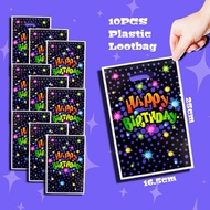 10pcs Happy Birthday Black Plastic Loot Bag Goodie Bags Party Favor Birthday Giveaway