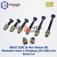 JCBC M6 Bolts 2 to 10 cm long and OE Pineapple Nuts (13mm) Furniture, Divan, Knockdown etc.