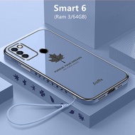 Casing Infinix Smart 6 Case Plating Cover Maple Leaves Soft TPU Phone Case Infinix Smart 6 (Ram 3/64GB)
