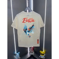 T-shirt Evisu/ Baju-T Evisu Uniseks T-shirt Bercetak Lengan Pendek Atasan Kasual Mewah Gaya Eropah d