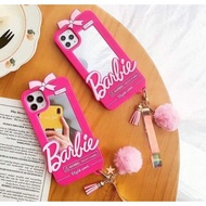 Pink Barbie iPhone Mirror Casing Pink Barbie Makeup Mirror Casing Phone Case Cute Girl Makeup Mirror Silicone Case For iPhone 13 12 11 pro max xs max xr