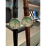 OMEGA-OMEGA Ladies Quartz Watch 34mm OMEGA Women's Watch Gradient Green Dial Unique Temperament Eleg