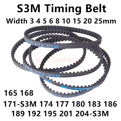 174 S3M Timing Belt Length 165 168 171 174 177 180 183 186 189 192 195 201 204-S3M Width 4mm 58 Teet