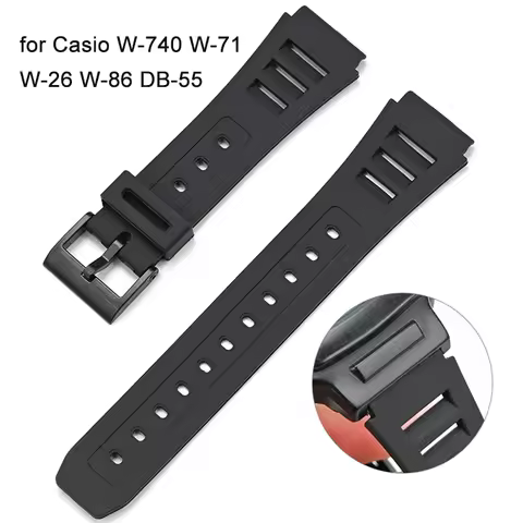 19mm Resin Watch Strap for Casio W-740 W-71 DB-55 W-26 W-86 Men Sport Waterproof Rubber Replace Band