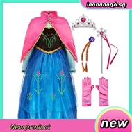 Frozen Anna Princess Dress For Kids Girl Anna Cosplay Costume Dress Cloak Set With Wig Birthday Gift Halloween Christmas Party Wear Full Set