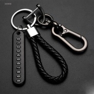 AIQINUW Phone Number Plate Lock Key Ring Leather Bradied Key Chain Keyring