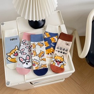【5pairs】Boneless socks, children's mid tube socks, ins trendy long tube socks, versatile Japanese lo