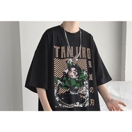 Anime unisex T-Shirt With Missed Sleeve Printed Kimetsu no Yai Image