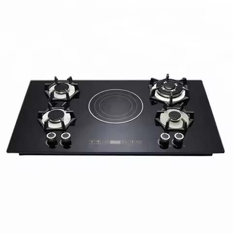 Cooking Appliances Counter Top Built in 5 Burners Hybrid Stove 4 Gas 1 Single Electric Infrared Indu