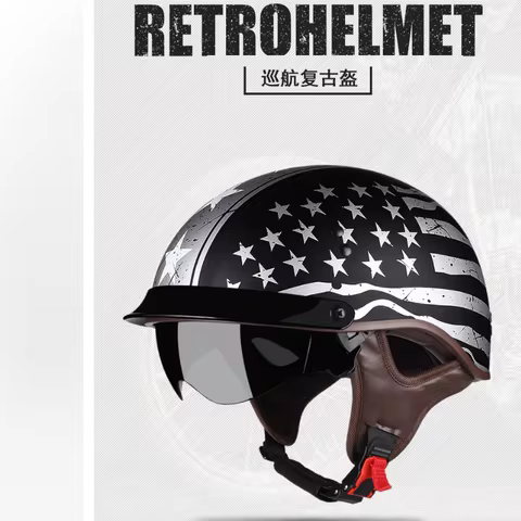 DOT Certified Half-Helmet Motorcycle Helmet Classic Vintage Helmet Lightweight Design Motorbike Helm