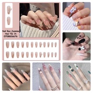 [Fast] Nail Box - Set Of 24 Fake Nails Super Luxurious 3d Accessories - Free With Glue (H5)