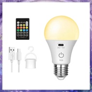 (Y W Z H)E27 Smart RGB USB LED Bulb-Rechargeable, Dimmable Timing Function Cordless Battery Powered 