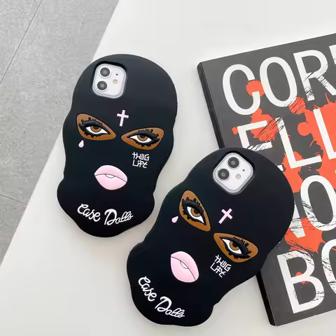 3D Mask Dolls soft case for iphone 16 15Pro 13 12 11 14ProMAX 7 8plus X Girl Tear Jesus cross Goon T