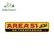 EARLFAMILY 13cm x 3.0cm Area 51 Warning Sign Car Sticker Cartoon Yellow with Black Fridge Windshield