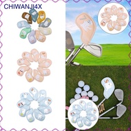 [chiwanji4x] 9x Golf Iron Covers Set Fashion Golfer Sticky Closure Golf Club Headcovers