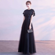 Formal Event Black Dinner Party Long Evening Dress For Women 2024 New Elegant Banquet Host Slim Toas