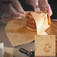 Tianshan 100Pcs Waterproof Oil-proof Sandwich Wrappers Retro Food Grade Heat Resistant Packaging Bread Burger Food Packaging Papers Air Fryers Accessories
