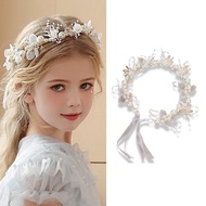 Headdress Golden Leaf Tassel Headband Flowers Garland Pearl Hairband Bridal Garland Headdress