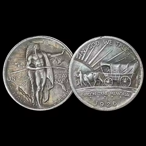US 1926 Oregon Half Dollar Craft Commemorative Coin Native American&Bullcart Pattern Home Decoration