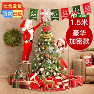 菲爱圣诞节装饰品圣诞树气球LED灯苹果礼盒窗贴圣诞花环圣诞袜 1.5m圣诞树300枝头+树裙