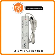 iwill IW-914U 2.5m 4 Way USB(A) + USB(C) Power Trip Surge Protector