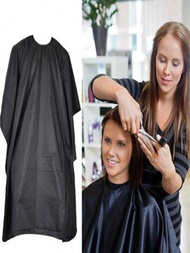 1件黑色美髮理髮圍裙,聚酯纖維防水、防油、防污和易清潔保護外套,髮型和剃須工具(140 X 90cm/55*35.4“)