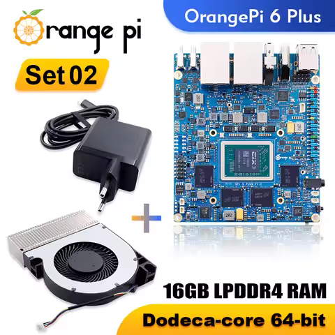 Orange Pi 6 Plus + Type-C 20V5A Power Supply + Heatsink 16GB DDR5 CIX CD8180/CD8160 SoC 2x M.2 KEY-M