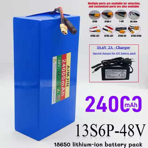 48V 24Ah 18650 Lithium Battery 54.6V 13S6P Rechargeable Battery 2000W Power Equipment, Power Tools, 