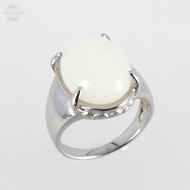 Cincin Lelaki Batu Biduri Bulan Putih Asli (Titanium Steel) / Natural Moonstone Men Stainless Steel 