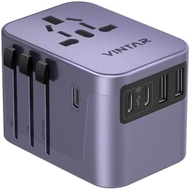 VintAR Universal Travel Adapter 30W, 6 in 1 with 3 USB-C and 2 USB-A, Purple | International Power A