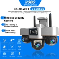V380 Pro SC30 Outdoor CCTV Camera Wifi Connect To Cellphone Waterproof Three lens Night Vision Alarm