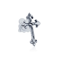 AKE AKE The Unbroken Crest stud ต่างหูก้านเงินแท้925 แกะมือขัดเงาลงดำ "Unbroken Cross" จำหน่ายต่อชิ้
