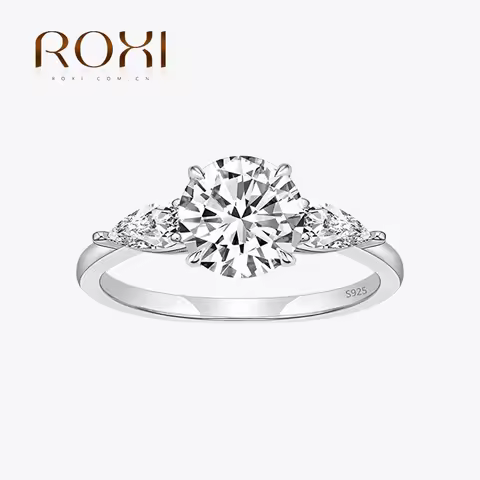 ROXI S925 Sterling Silver Sparkling 2 Carat Women's Engagement Ring Round 5A Cubic Zirconia Wedding 