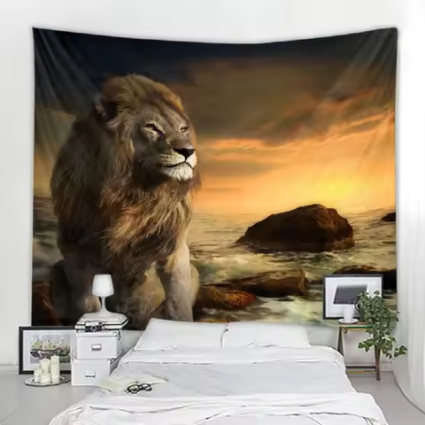 Lion Decorative Tapestry Hippie Boho Style Wall Gypsy Landscape Decor Bedroom
