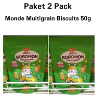 Package OF 2 PACK Monde Boromon Multigrain Apple Children's Snack Biscuits 50 grams