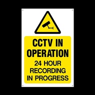 CCTV in operation 24hr recording Plastic Sign with 4 Pre-Drilled Holes - Security, Camera, Closed Ci