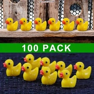 ALLINERROWC3 100pcs Mini Resin Ducks, Yellow Resin Tiny Duck, Garden Crafts Micro Landscape Decorati