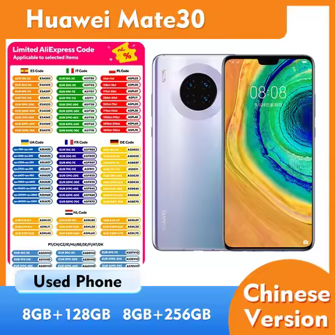 HUAWEI Mate30 5G 8GB RAM 128GB 256GB ROM Smartphone Android 6.62inches 2340x1080px 4200mAh Used Phon