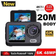 กล้องแอคชั่น2025ใหม่ Wi-Fi 4K60FPS 6K 8X ซูมหน้าจอคู่170 ° มุมกว้าง20เมตรกล้องกีฬากันน้ำ - พร้อมรีโม