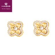 HABIB Joyce White and Yellow Gold Earring, 916 Gold