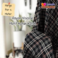 Kain Rayon Viscose Motif Kotak Kotak