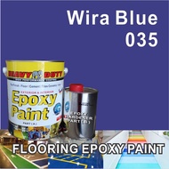 WIRA BLUE 035 ( 1L ) HEAVY DUTY EPOXY FLOOR PAINT ( WATERPROOF COATIANG )  [ Include Hardener ] CAT 