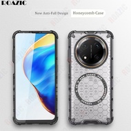 For Honor X9c 5G Phone Case Honeycomb Design Clear Magnetic Wireless Charging Casing Drop Protection