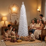 White 4/5/6/7FT Artificial Slim Christmas Tree Xmas Decoration