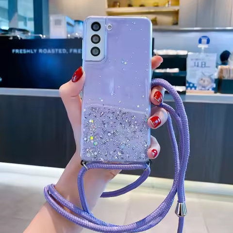 Glitter Necklace Case For Xiaomi Mi 14T Pro Mi14T 13T Redmi 14C 13C 12C POCO F6 X6 M6 Crossbody Lany